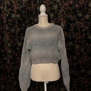 Blue Cropped Fuzzy Sweater